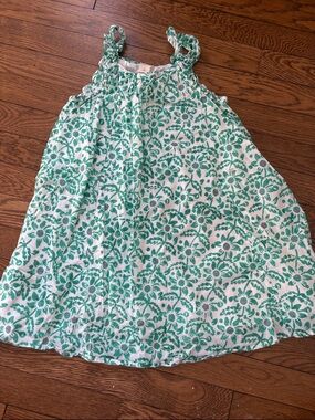 Crewcuts White Dress with Green Floral Print